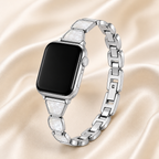 FloraTie Slim Halo Inlay Metal Band Compatible with Apple Watch