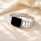 FloraTie Slim Halo Inlay Metal Band Compatible with Apple Watch