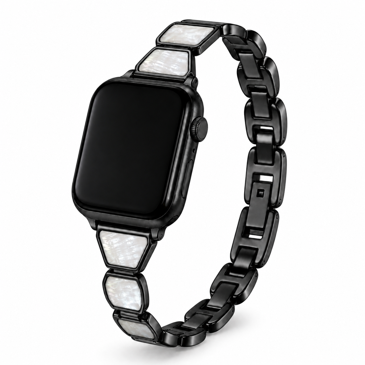 FloraTie Slim Halo Inlay Metal Band Compatible with Apple Watch