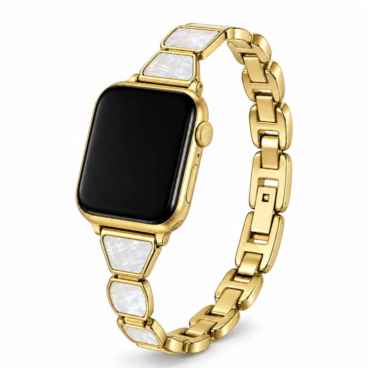 FloraTie Slim Halo Inlay Metal Band Compatible with Apple Watch