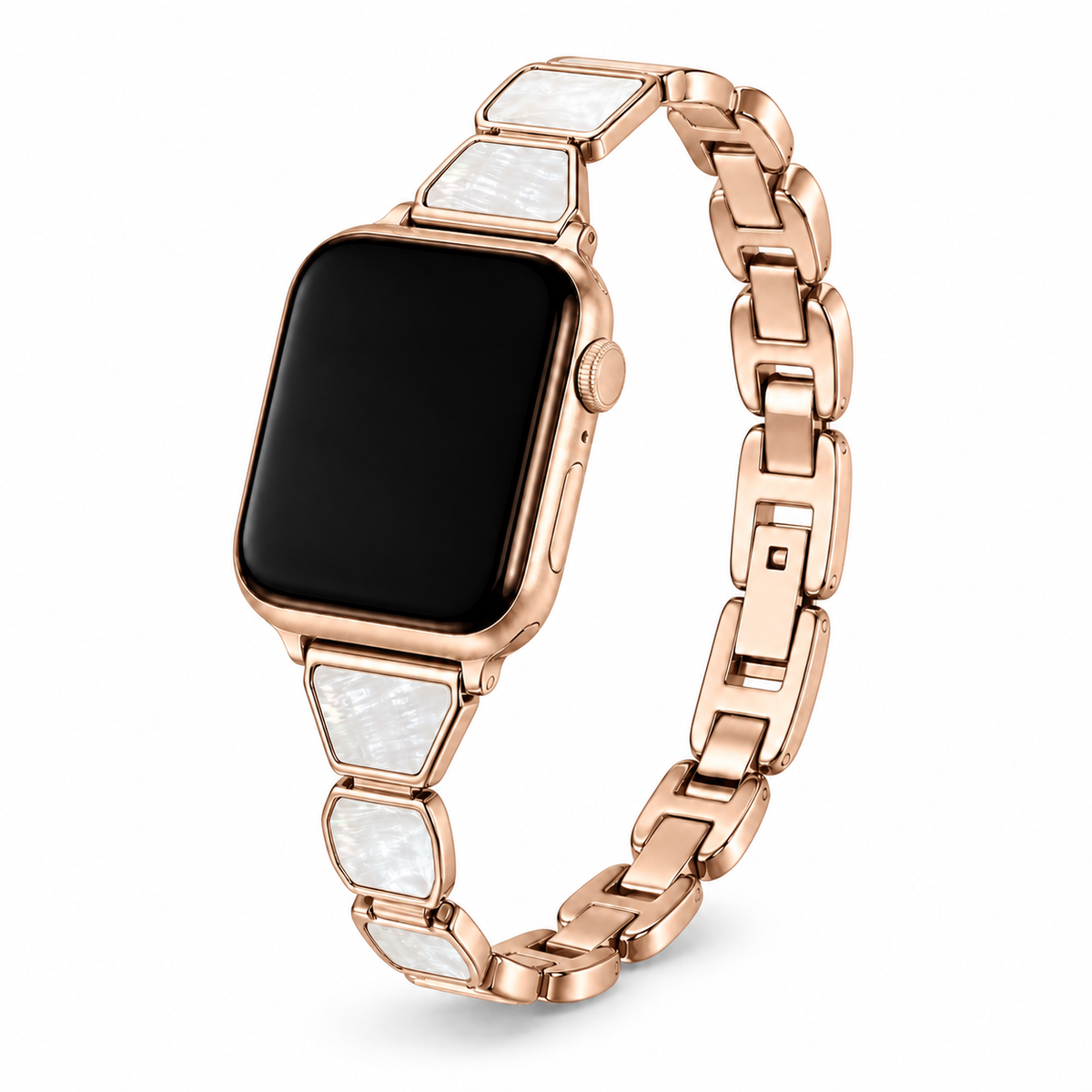 FloraTie Slim Halo Inlay Metal Band Compatible with Apple Watch
