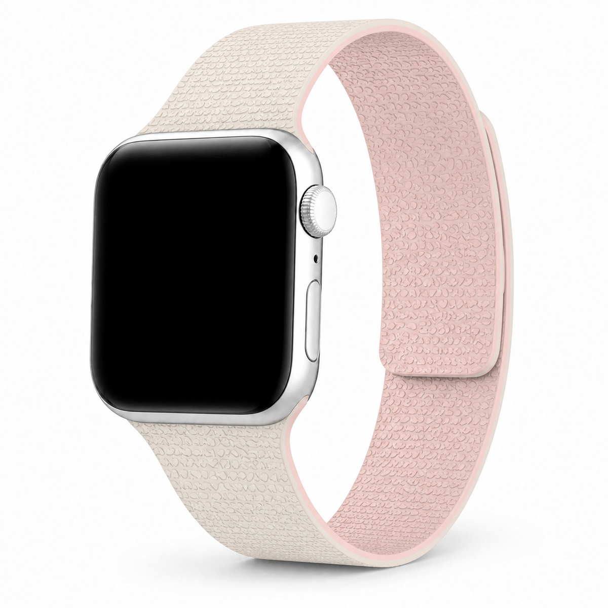 FloraTie Litchi-Grain Magnetic Silicone Band Compatible with Apple Watch