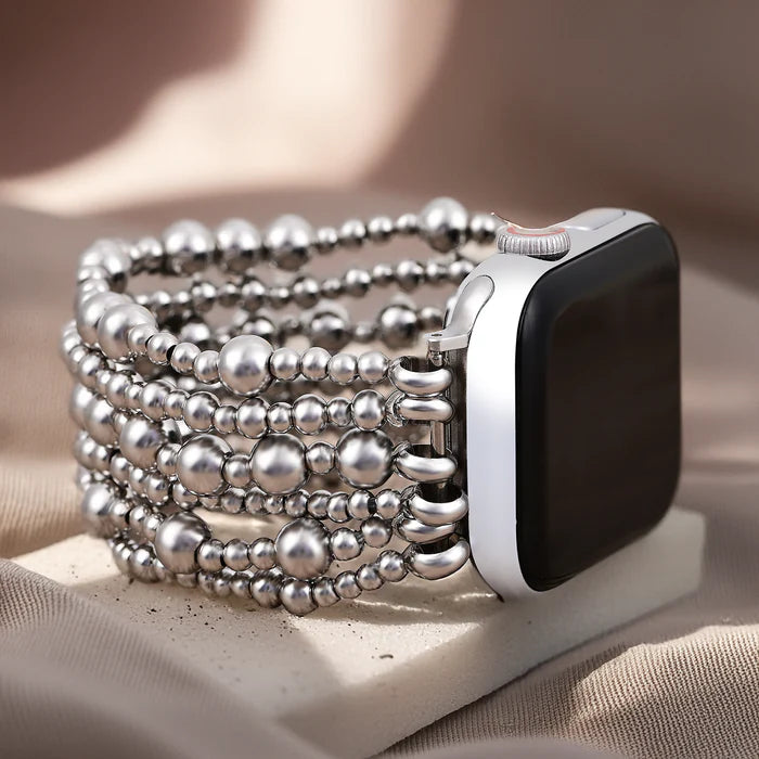 Cinturino elastico sobrio color platino per Apple Watch