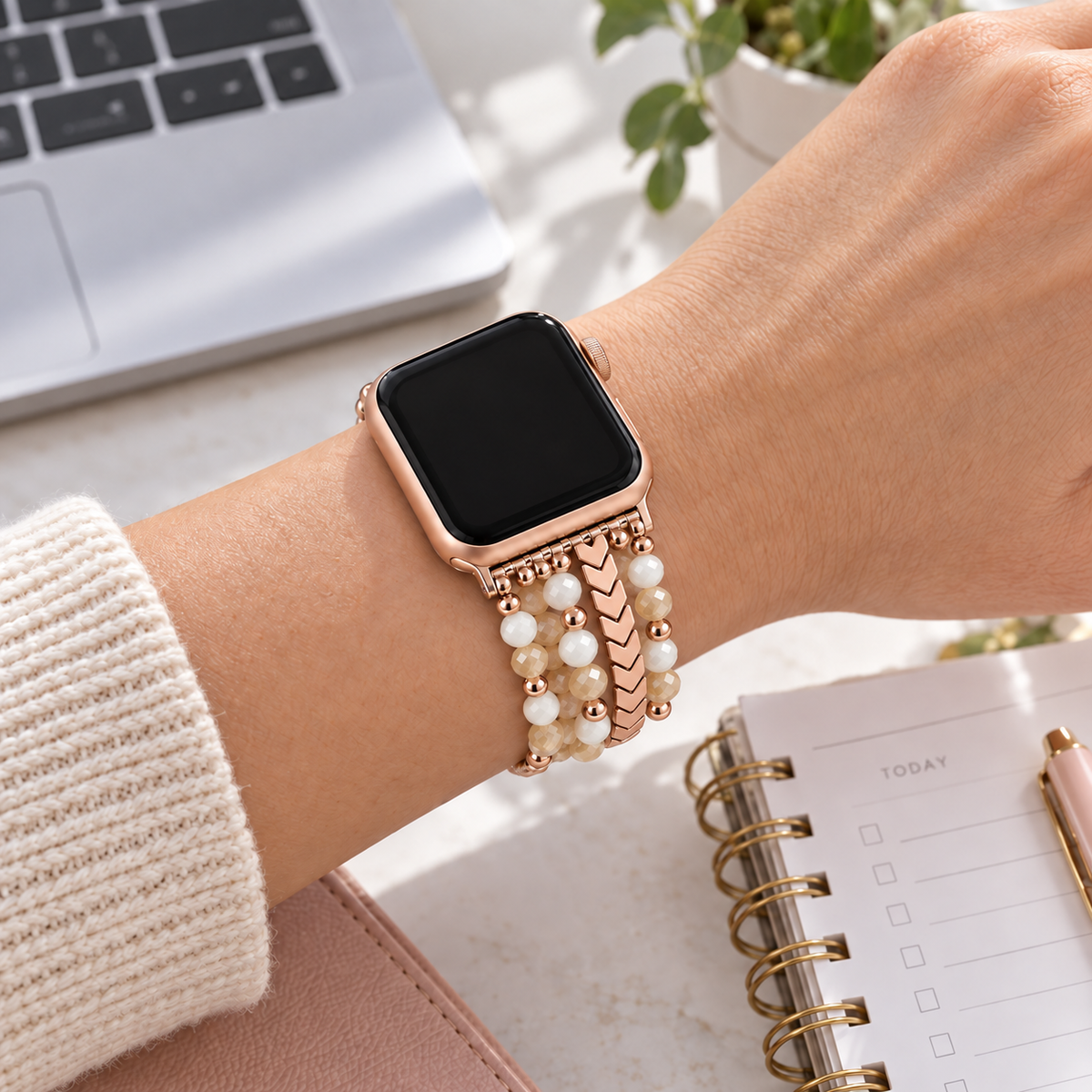 FloraTie Arrow Beaded Bracelet Band Compatible with Apple Watch