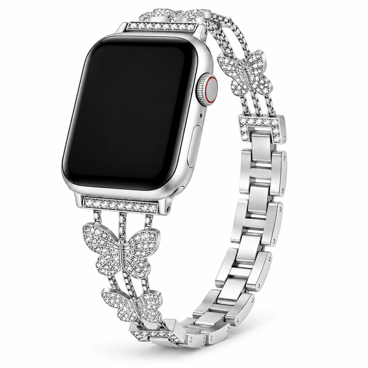 FloraTie Butterfly Crystal Metal Band Compatible with Apple Watch