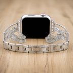 FloraTie Butterfly Crystal Metal Band Compatible with Apple Watch