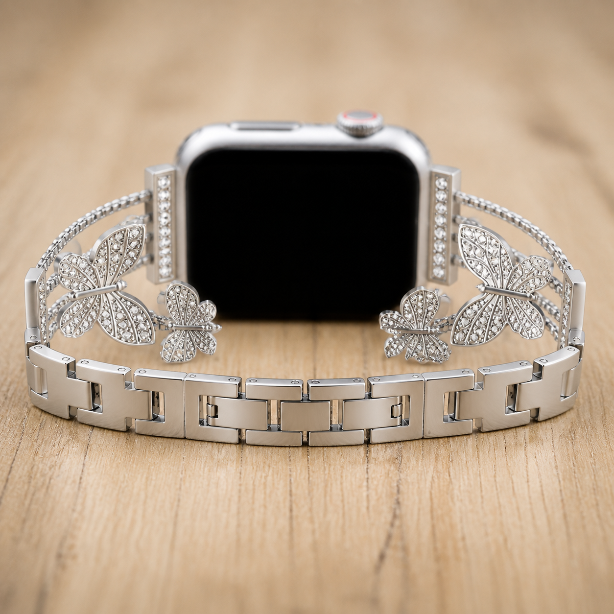 FloraTie Butterfly Crystal Metal Band Compatible with Apple Watch