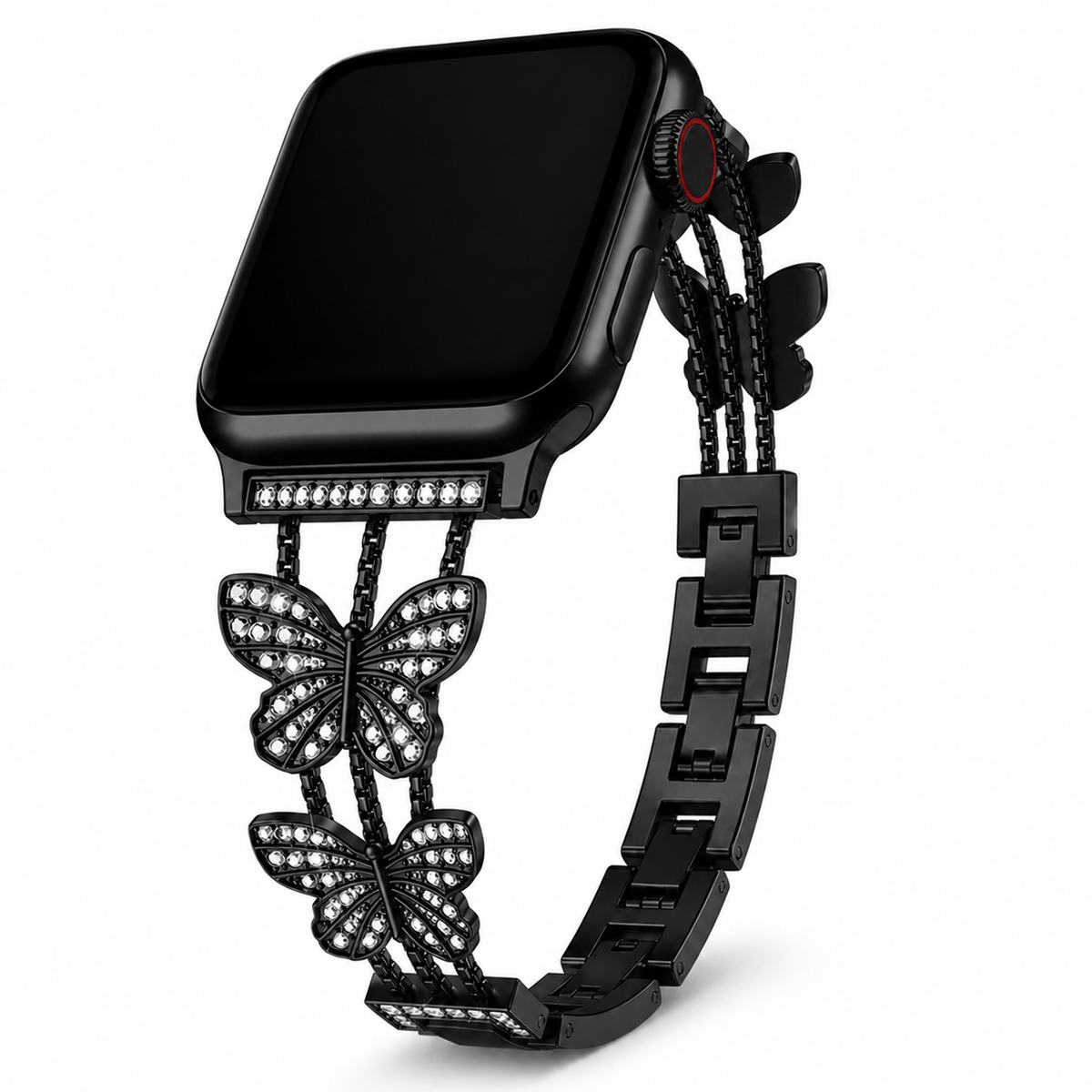 FloraTie Butterfly Crystal Metal Band Compatible with Apple Watch