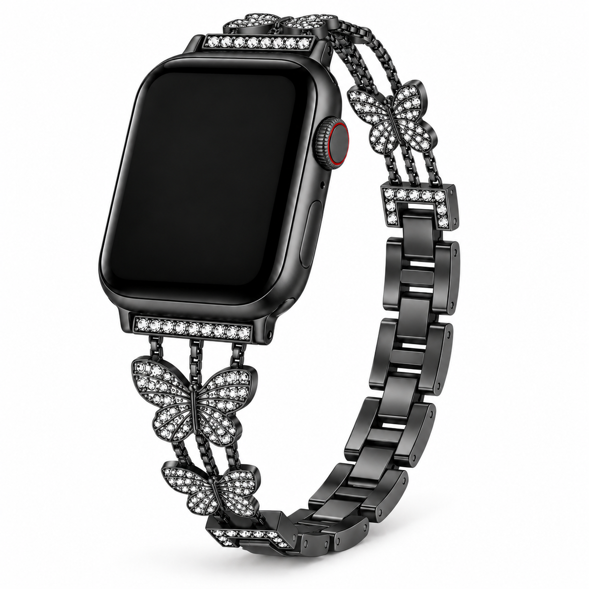 FloraTie Butterfly Crystal Metal Band Compatible with Apple Watch