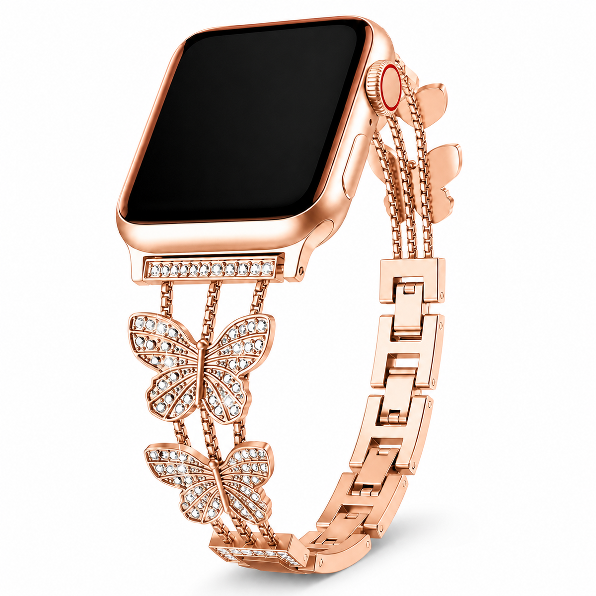 FloraTie Butterfly Crystal Metal Band Compatible with Apple Watch