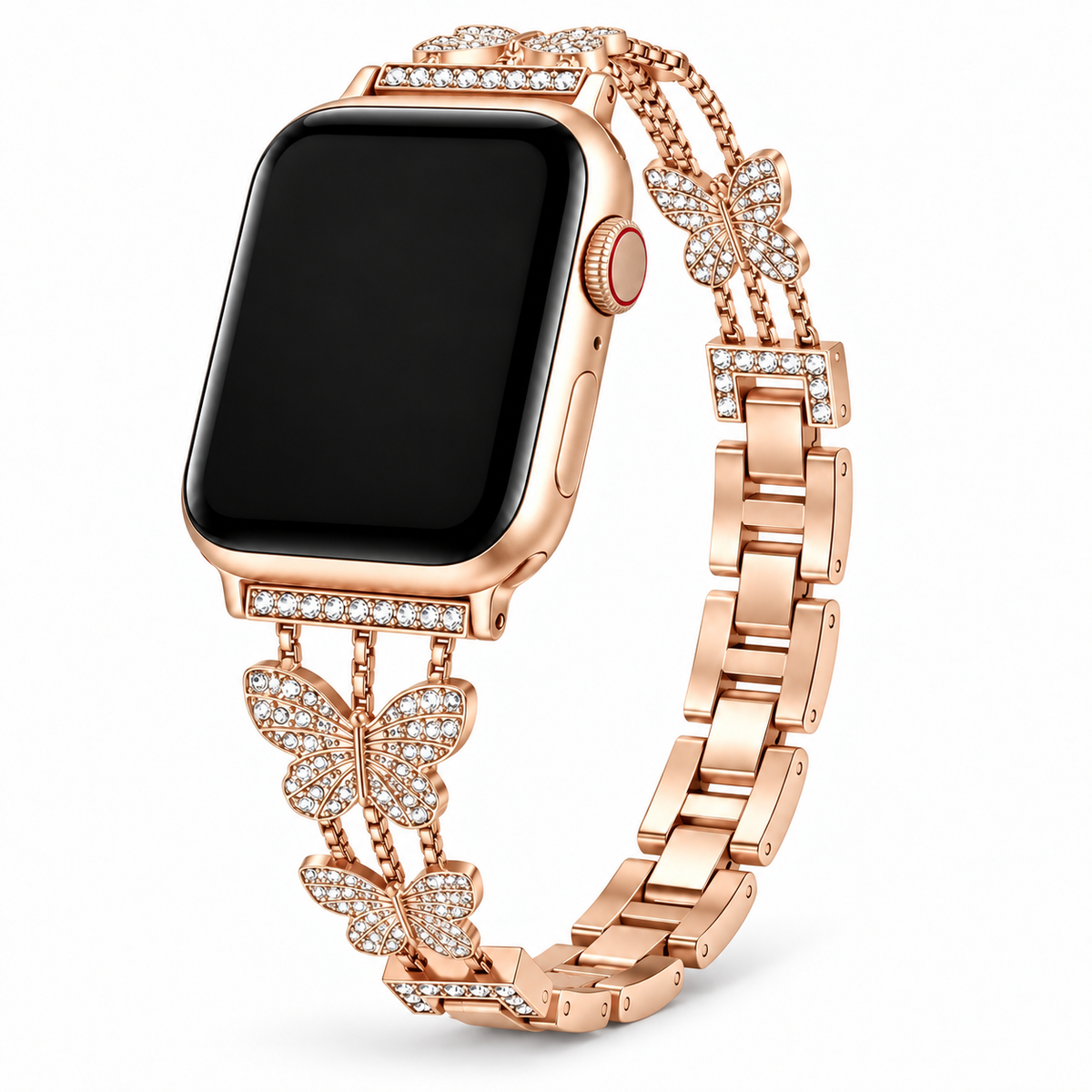 FloraTie Butterfly Crystal Metal Band Compatible with Apple Watch