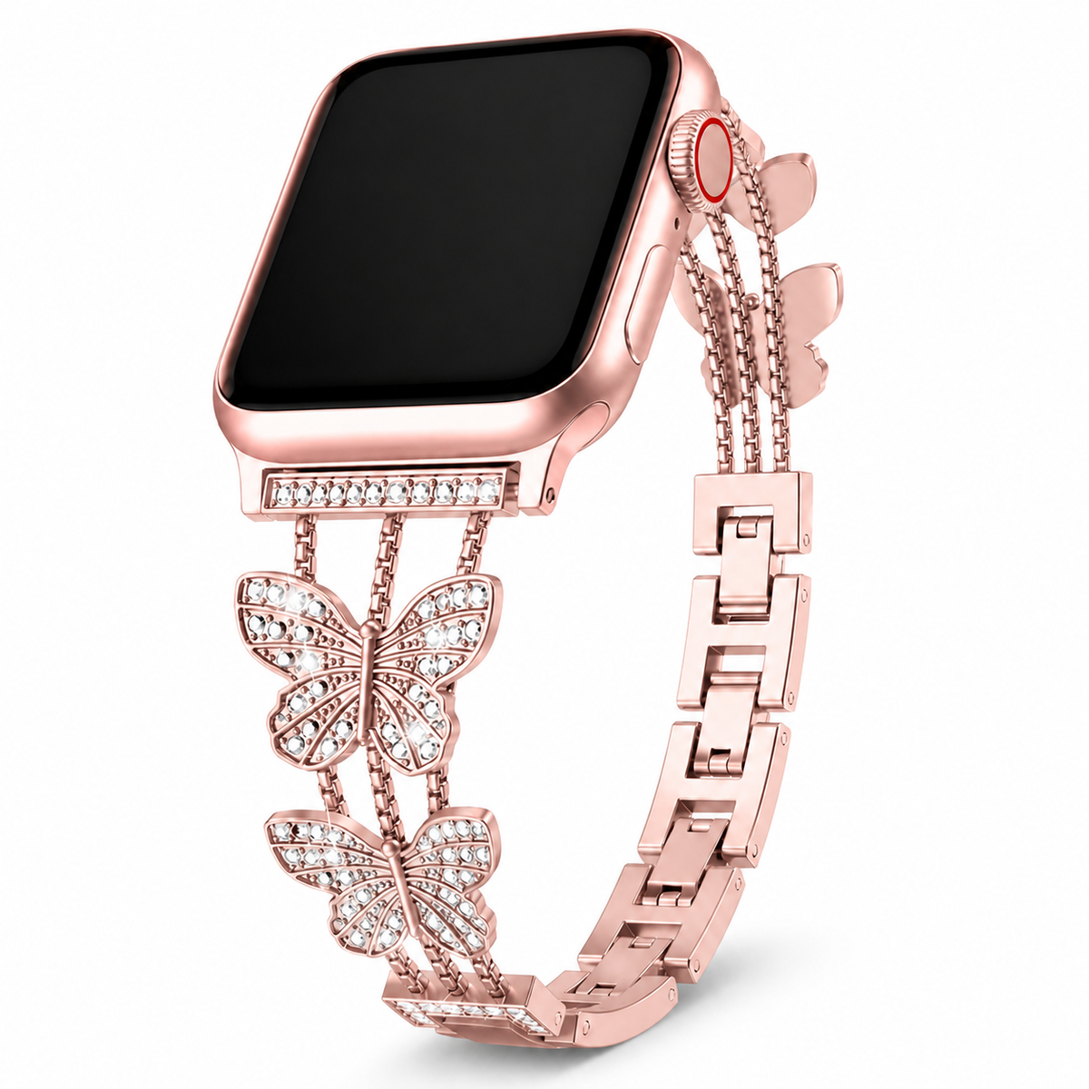 FloraTie Butterfly Crystal Metal Band Compatible with Apple Watch