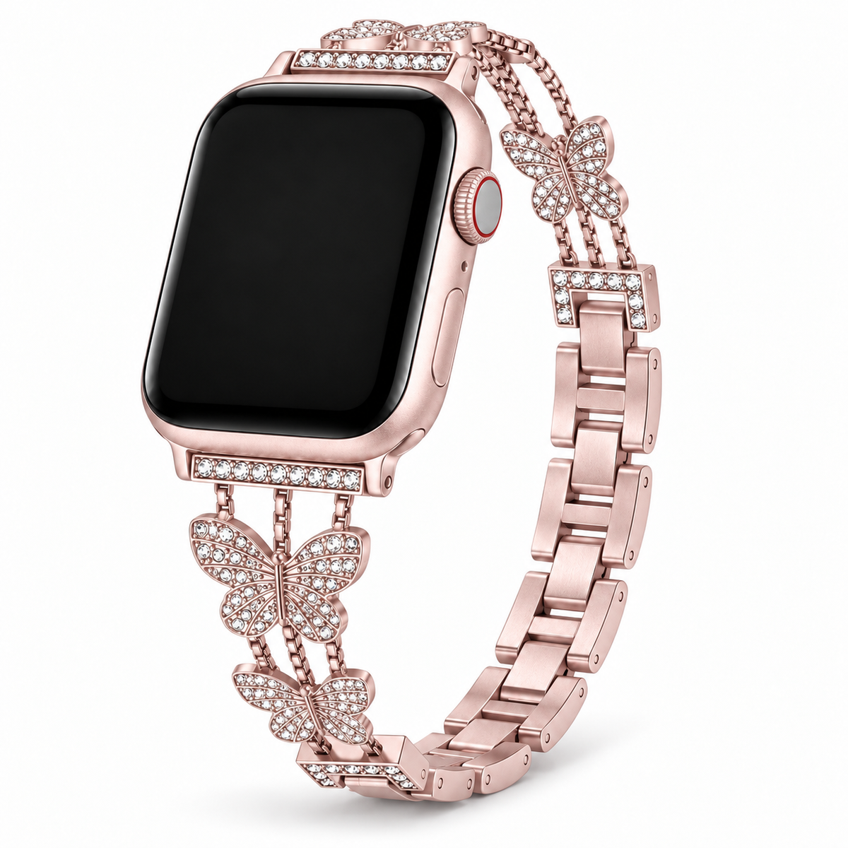 FloraTie Butterfly Crystal Metal Band Compatible with Apple Watch