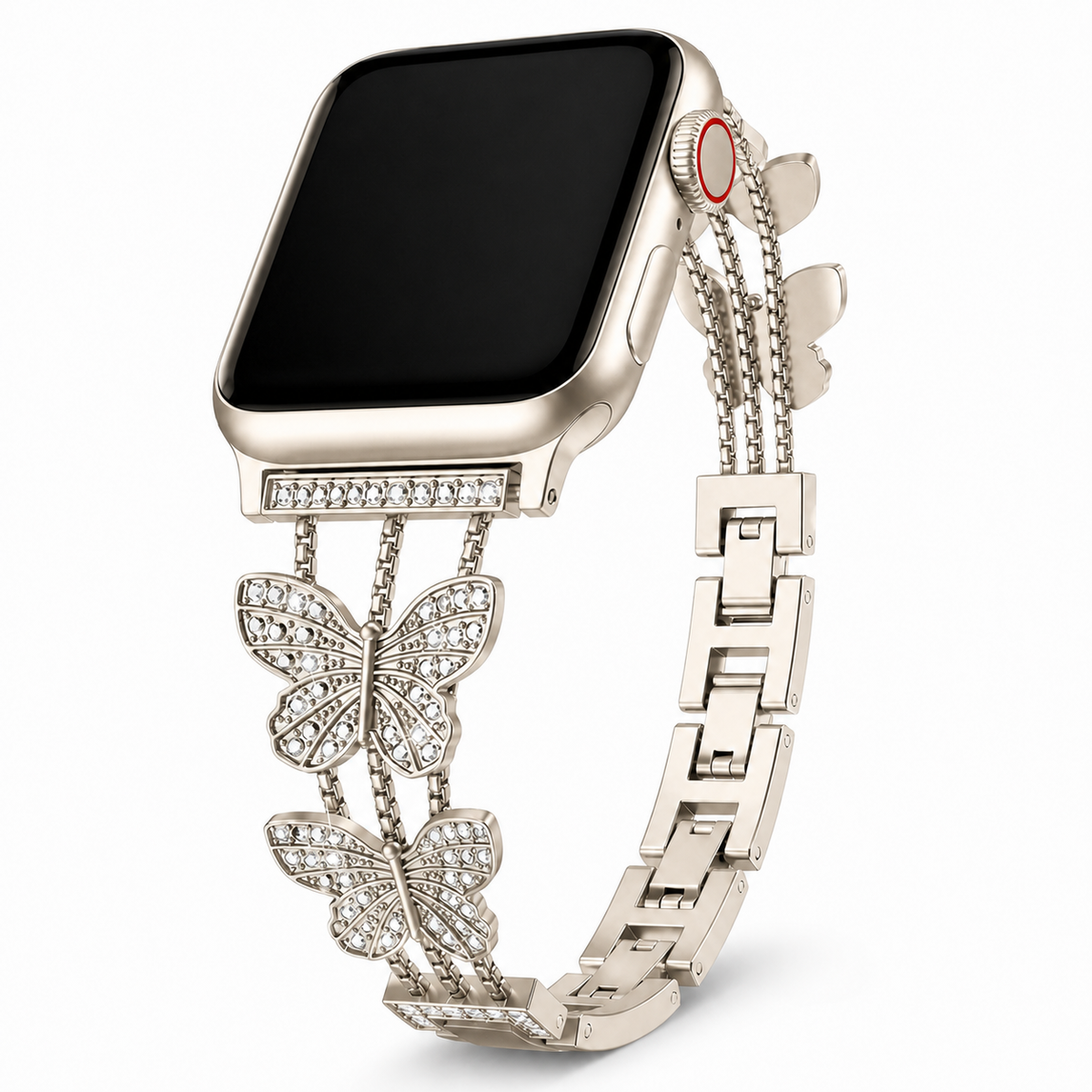 FloraTie Butterfly Crystal Metal Band Compatible with Apple Watch