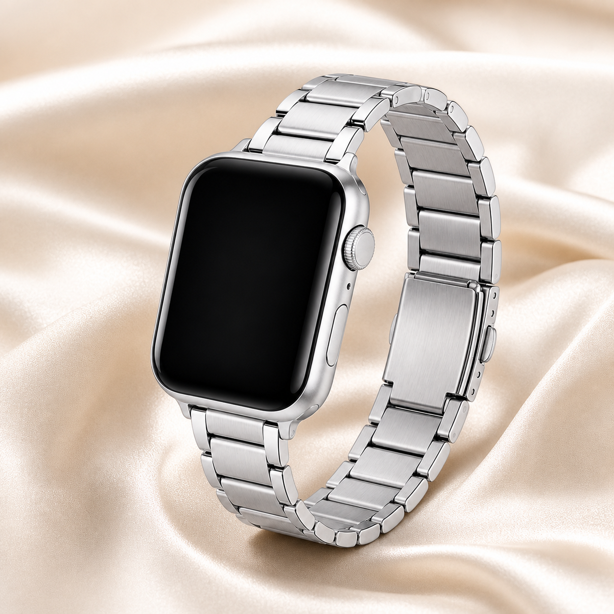 FloraTie Slim Three-Link Stainless Steel Band Compatible with Apple Watch