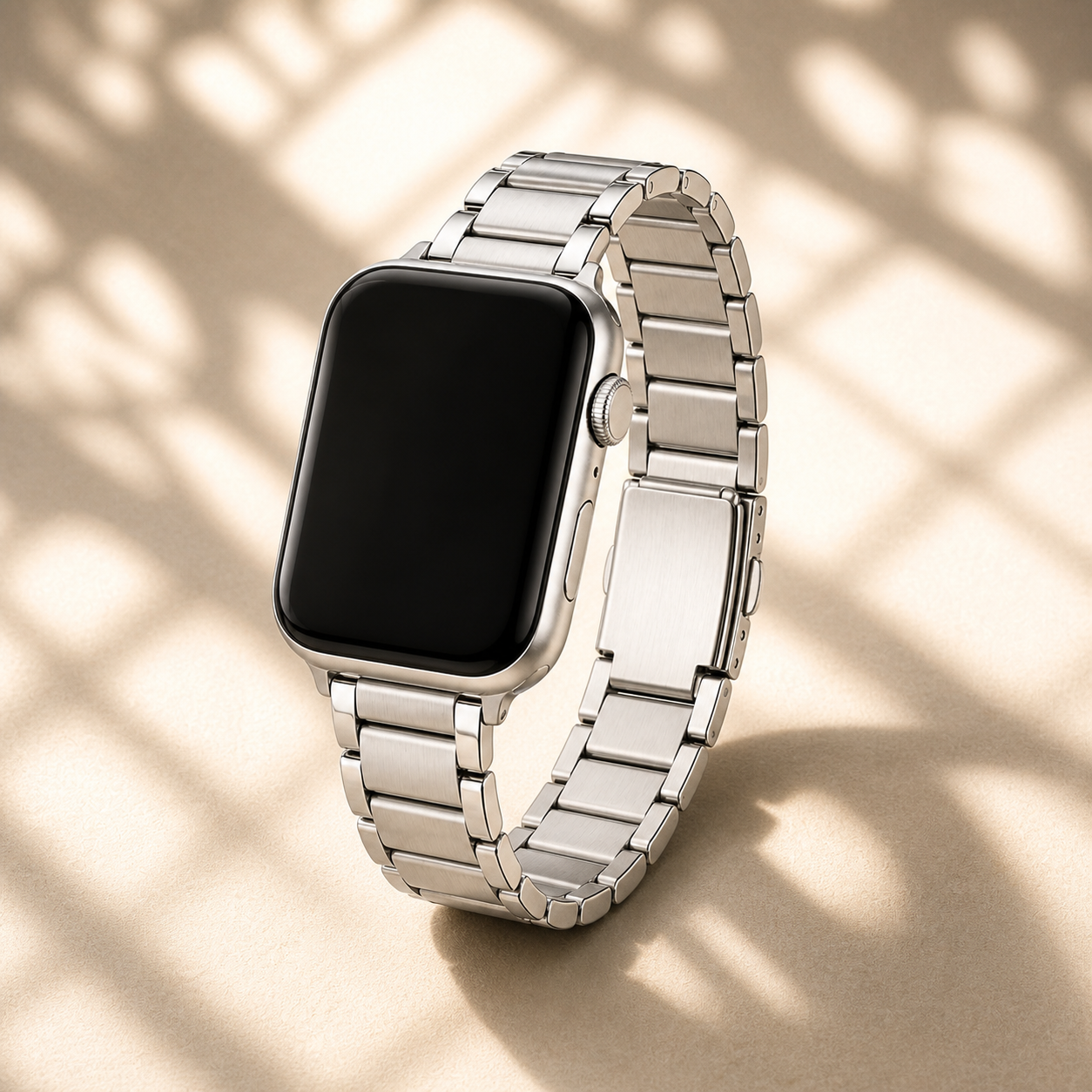 FloraTie Slim Three-Link Stainless Steel Band Compatible with Apple Watch