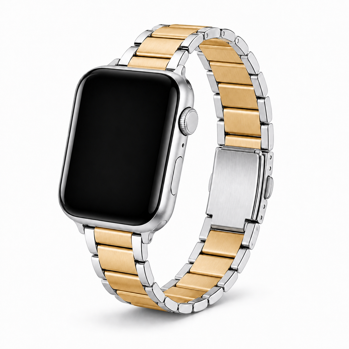 FloraTie Slim Three-Link Stainless Steel Band Compatible with Apple Watch