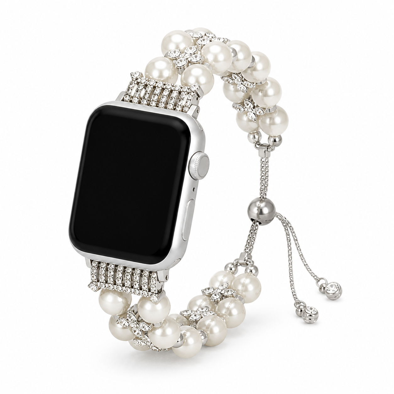 FloraTie Double-Row Pearl-Effect Crystal Band Compatible with Apple Watch