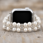 FloraTie Double-Row Pearl-Effect Crystal Band Compatible with Apple Watch