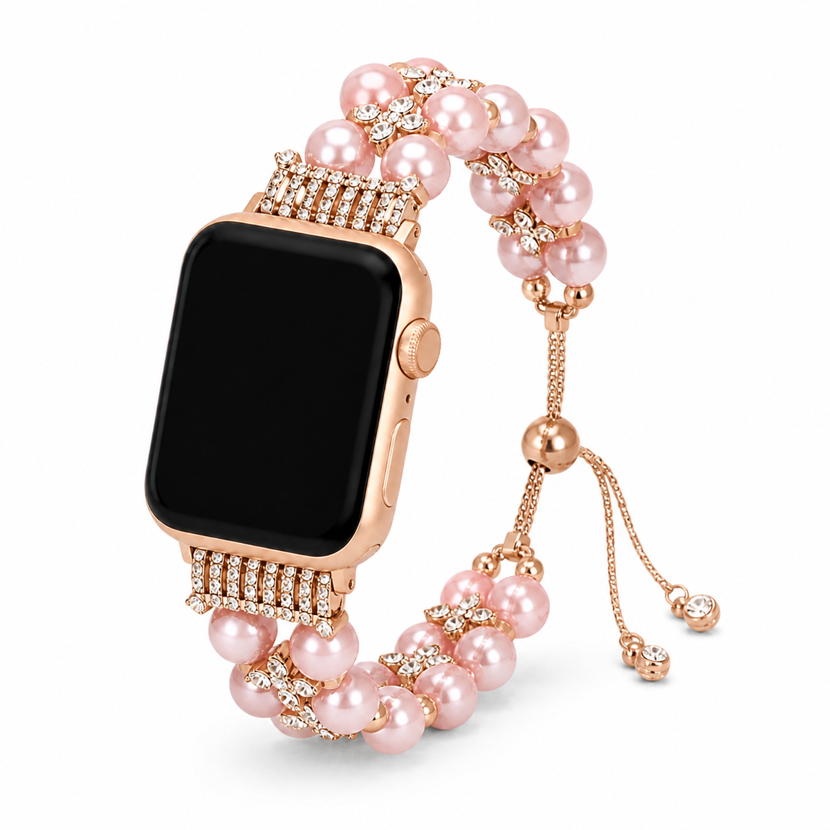 FloraTie Double-Row Pearl-Effect Crystal Band Compatible with Apple Watch