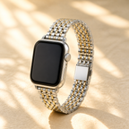 FloraTie Slim Seven-Link Stainless Steel Band Compatible with Apple Watch
