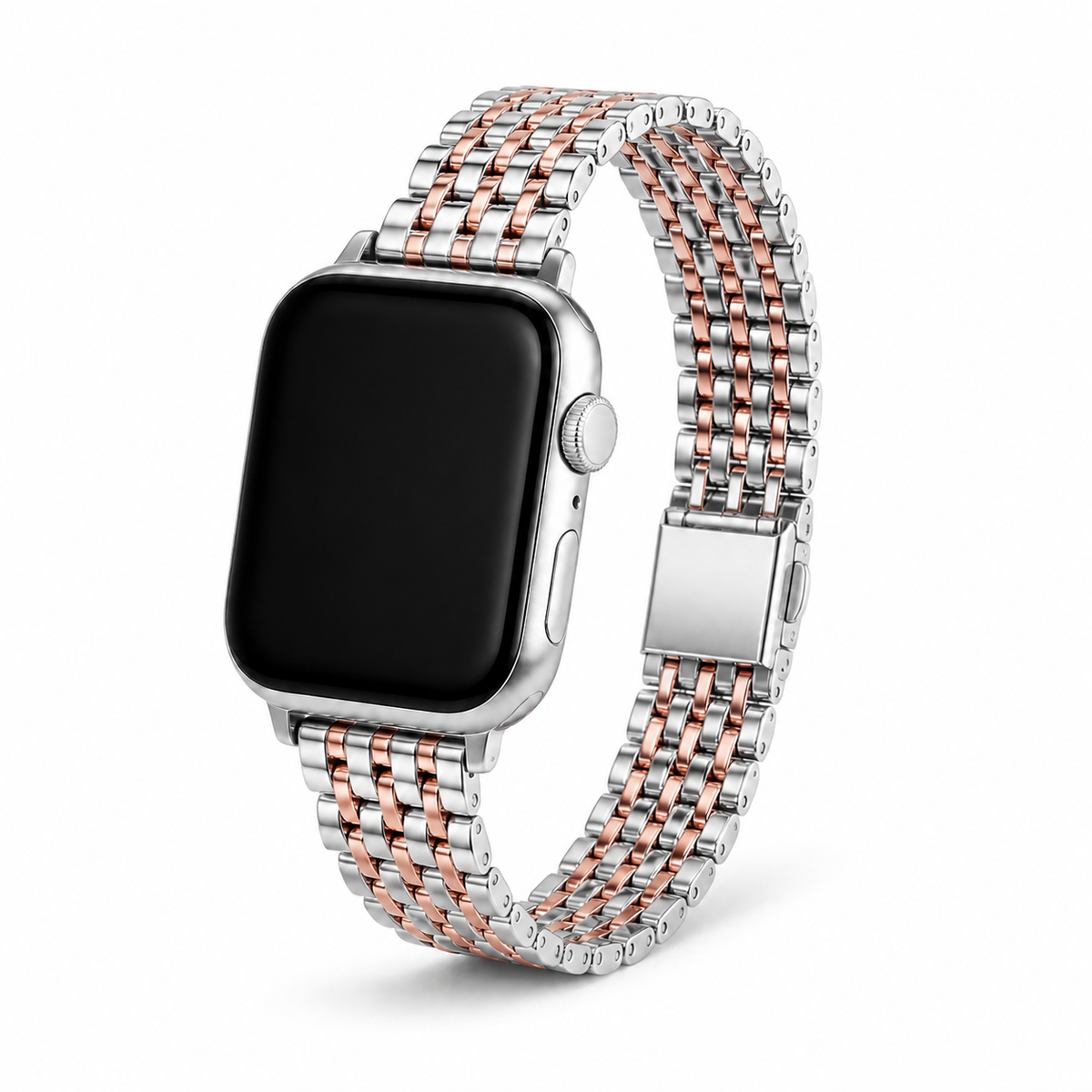 FloraTie Slim Seven-Link Stainless Steel Band Compatible with Apple Watch