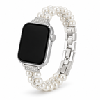 FloraTie Twin-Strand Pearl-Effect Crystal Band Compatible with Apple Watch