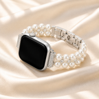 FloraTie Twin-Strand Pearl-Effect Crystal Band Compatible with Apple Watch