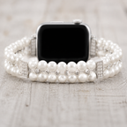 FloraTie Twin-Strand Pearl-Effect Crystal Band Compatible with Apple Watch
