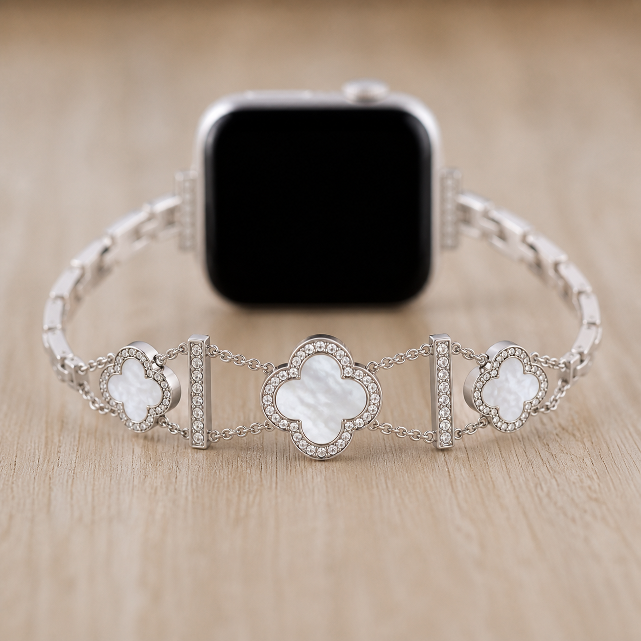 FloraTie Mother-of-Pearl-Effect Clover Bracelet Band Compatible with Apple Watch