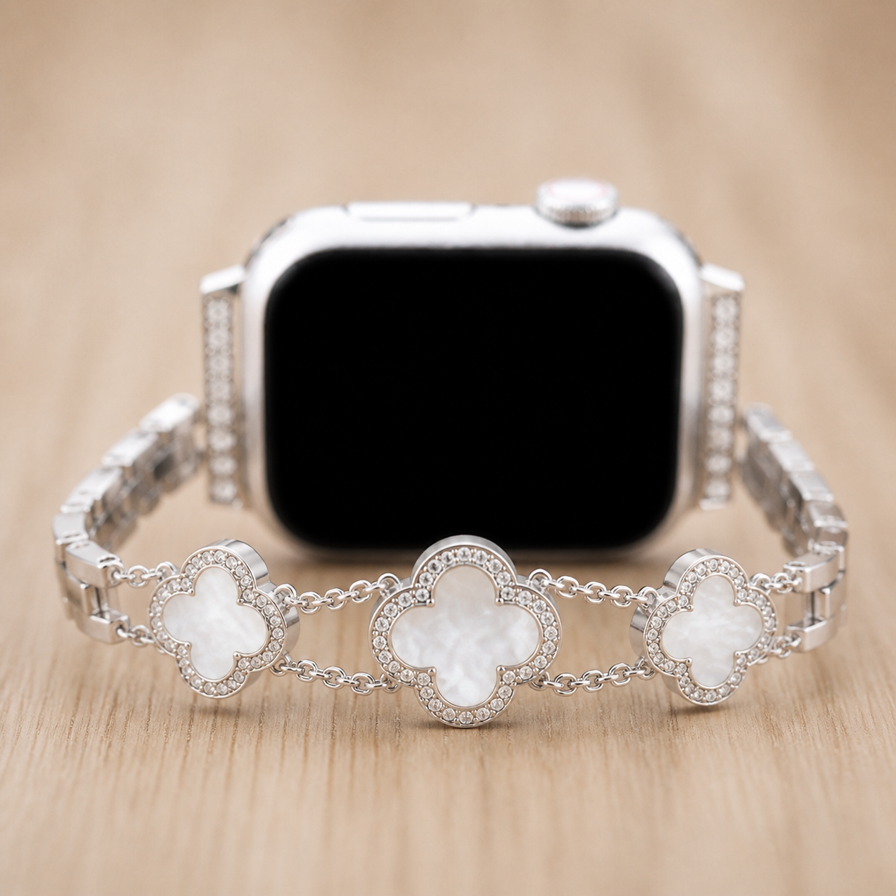 FloraTie Mother-of-Pearl-Effect Clover Bracelet Band Compatible with Apple Watch