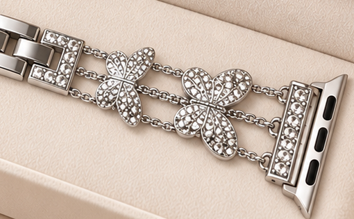 FloraTie Butterfly Crystal Metal Band Compatible with Apple Watch